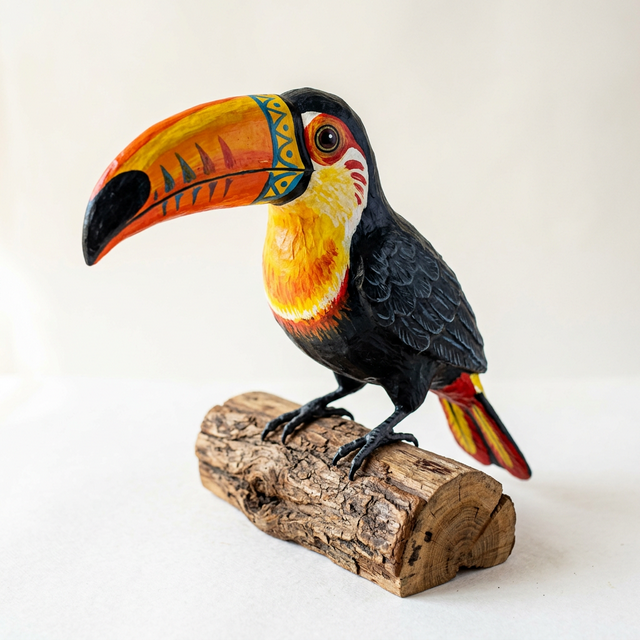Escultura de tucán del Chocó en cartapesta